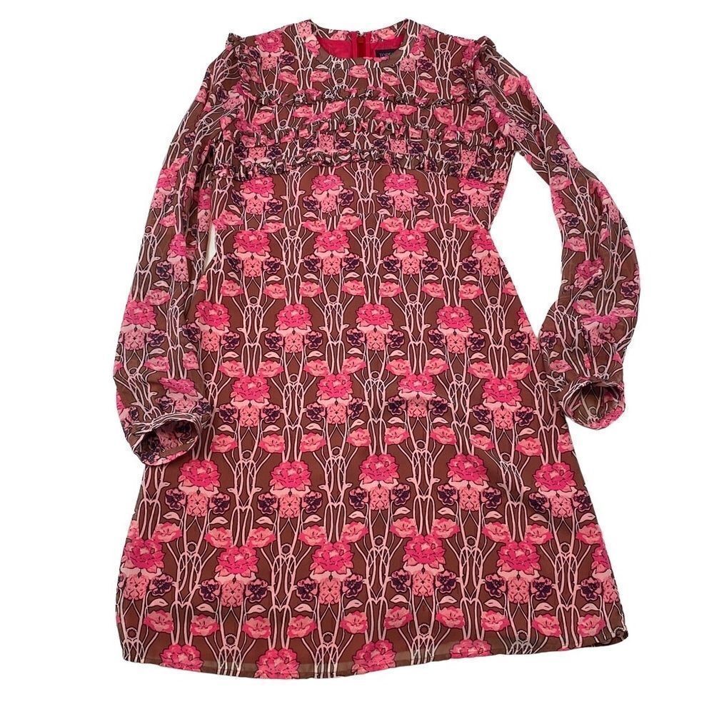 Topshop Pink Floral Dress Ruffles 6 Valentines Day